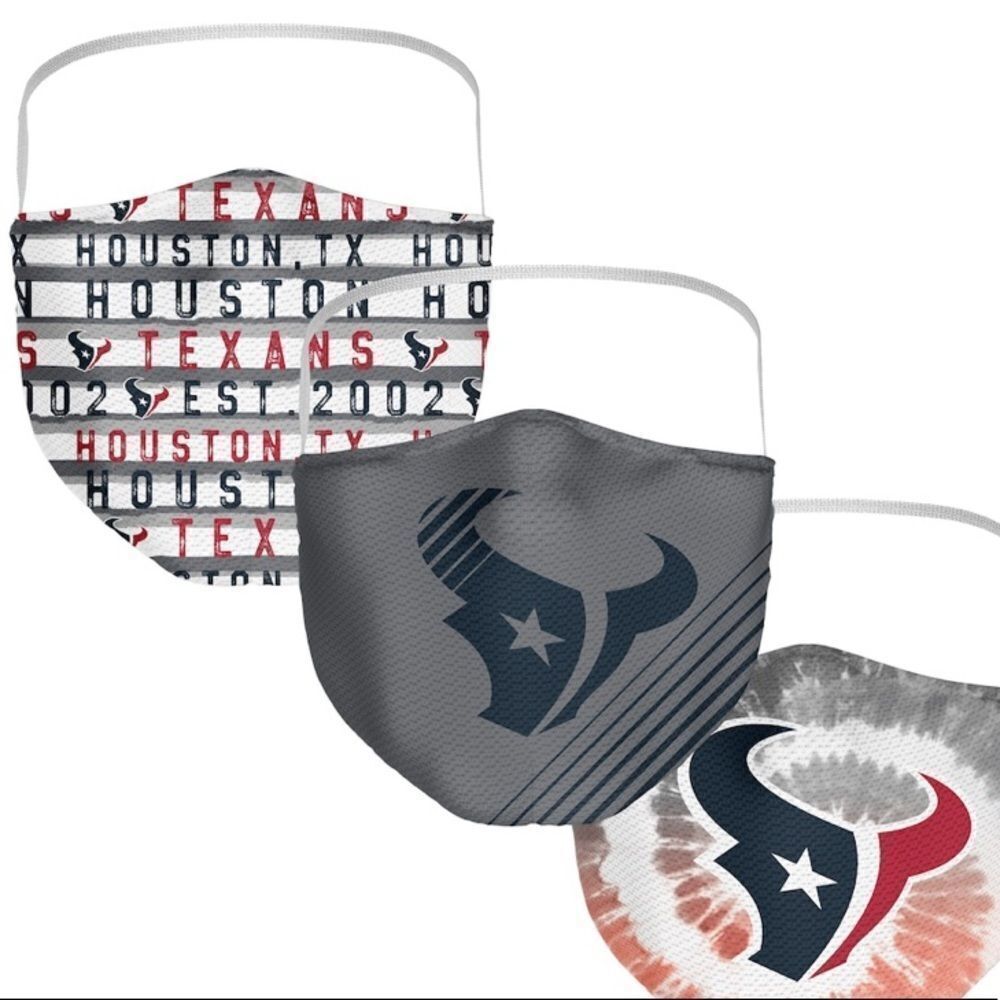New in Package Houston Texans Face Covering Mask Masks Set of 3